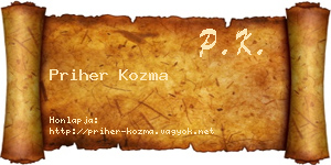 Priher Kozma névjegykártya